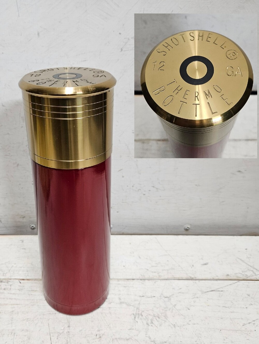 SHOTSHELL 12 GA THERMO BOTTLE 25oz Stainless Steel Insulated Hot Cold Shotgun